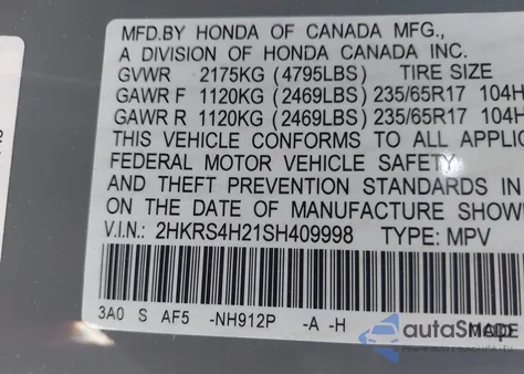 2025 Honda Cr-V Lx Awd z USA, uszkodzony, nr VIN 2HKRS4H21SH409998